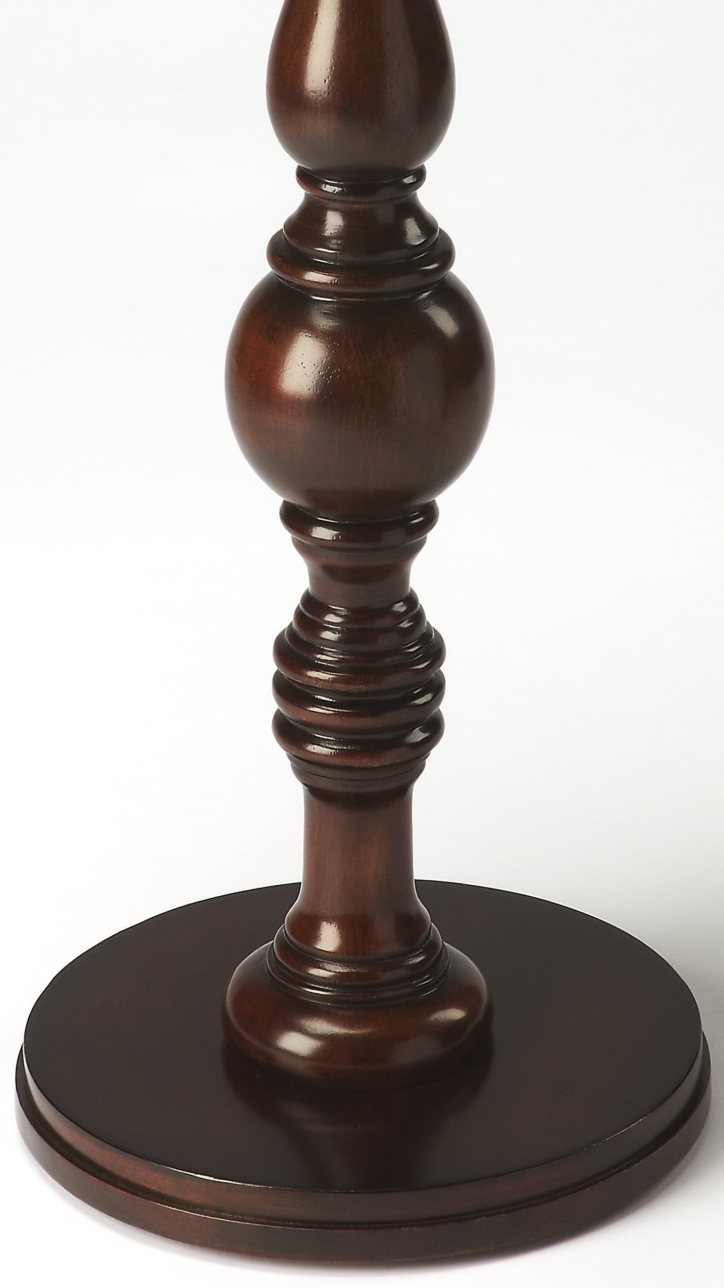Butler Specialty Company Camilla 14 in. W Round Wood Pedestal Base Side Table, Dark Brown