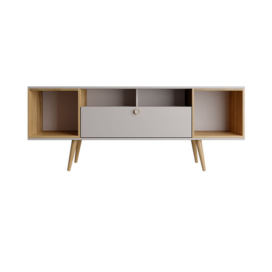 Manhattan Comfort Theodore 62.99 TV Stand with 6 Shelves in Off White and Cinnamon 222551