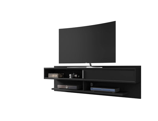 Manhattan Comfort Astor 70.86 Modern Floating Entertainment Center 1.0 with Media Shelves in Black 222BMC8