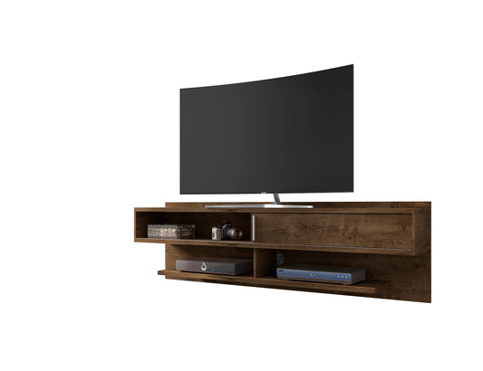 Manhattan Comfort Astor 70.86 Modern Floating Entertainment Center 1.0 with Media Shelves in Rustic Brown 222BMC9