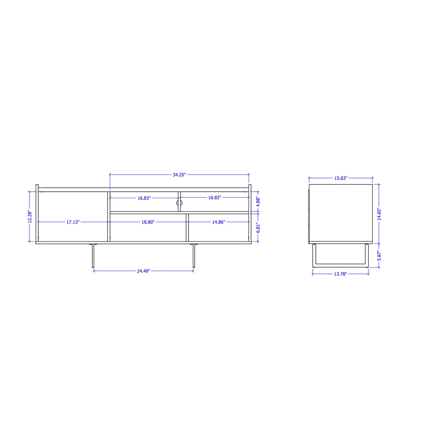 Manhattan Comfort Winston 53.14 TV Stand with 4 Shelves in White and Cinnamon 223951