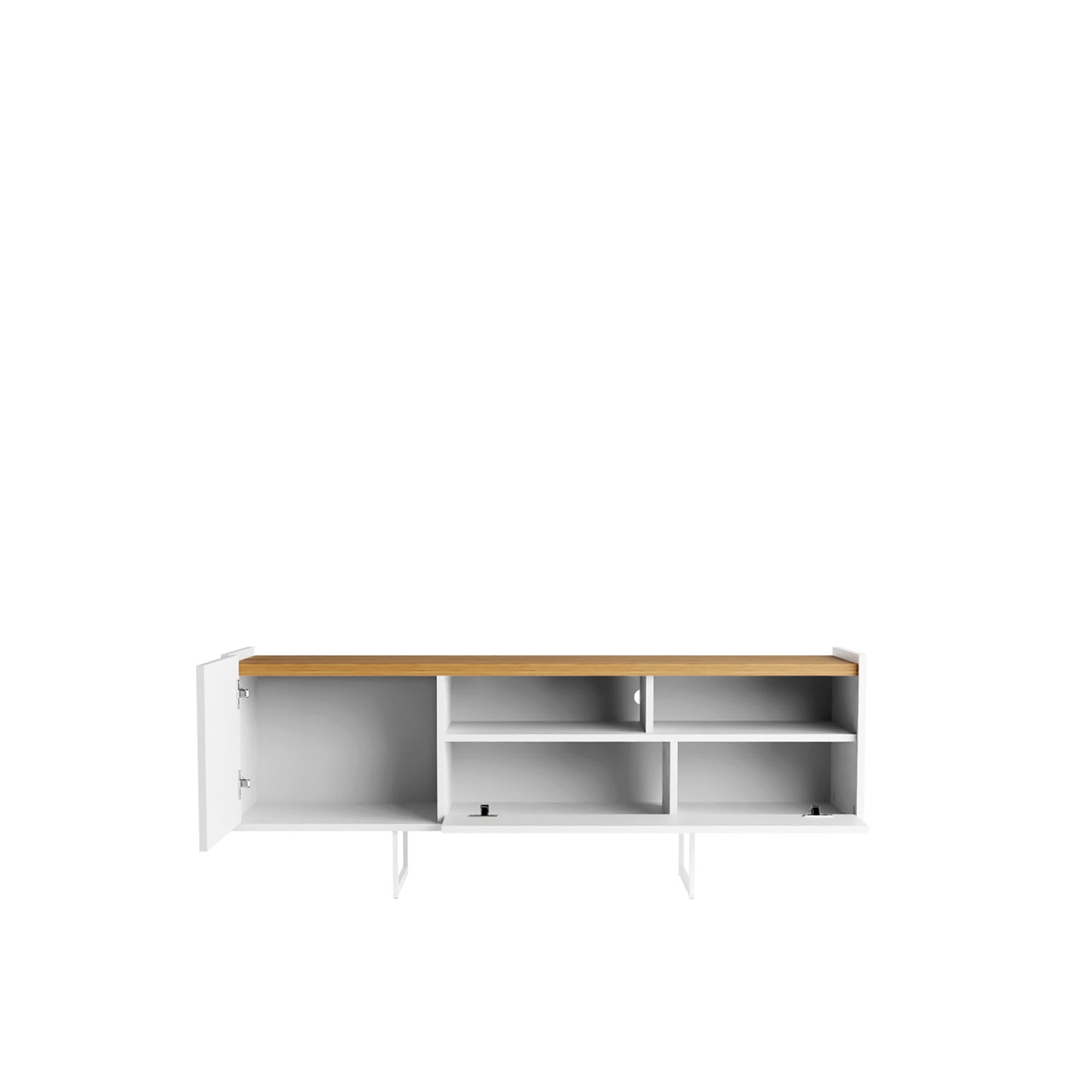 Manhattan Comfort Winston 53.14 TV Stand with 4 Shelves in White and Cinnamon 223951