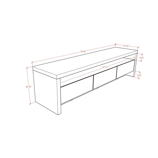 Manhattan Comfort Sylvan 70.86" TV Stand with 3-Drawers in White 224053