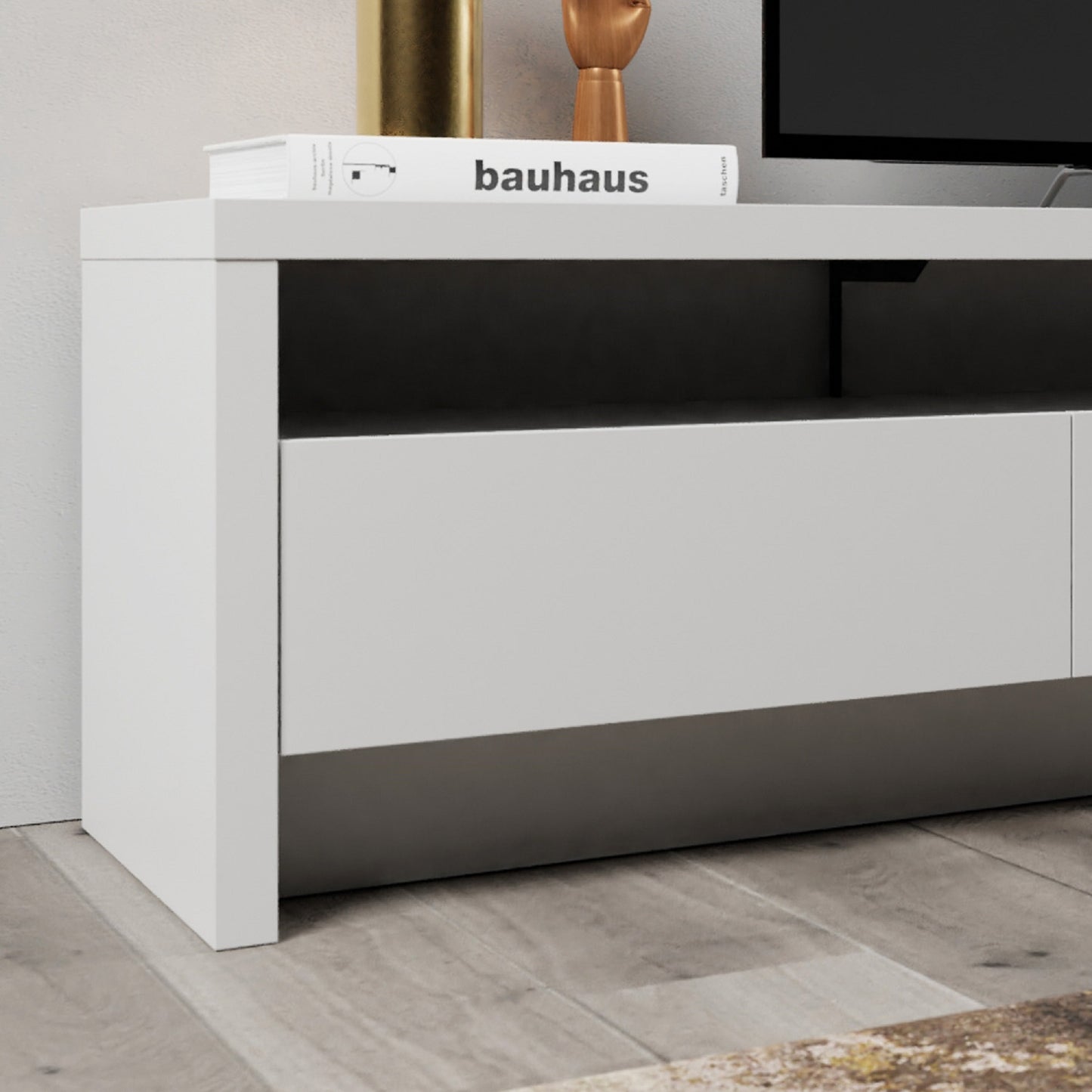 Manhattan Comfort Sylvan 70.86" TV Stand with 3-Drawers in White 224053
