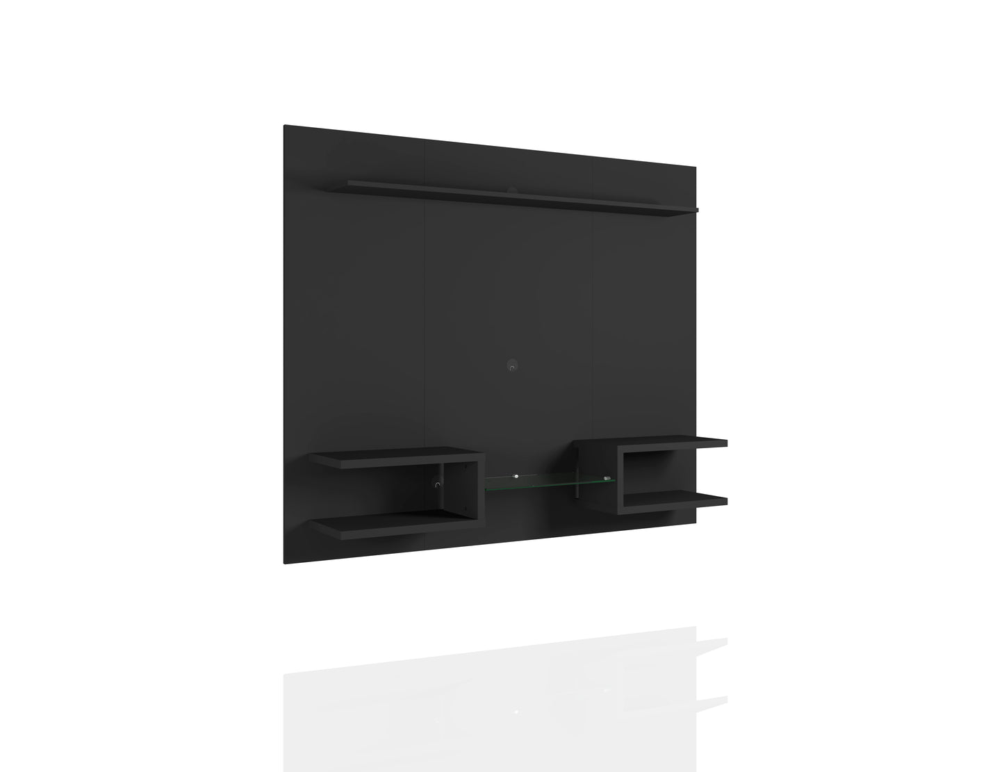 Manhattan Comfort Plaza 64.25 Modern Floating Wall Entertainment Center with Display Shelves in Black 224BMC8