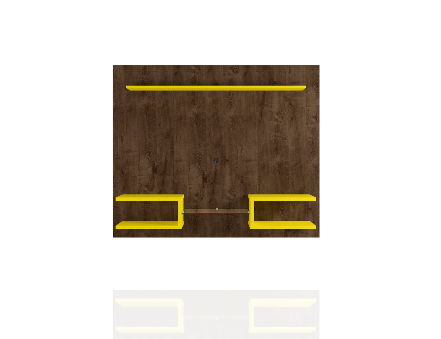 Manhattan Comfort Plaza 64.25 Modern Floating Wall Entertainment Center with Display Shelves in Rustic Brown and Yellow 224BMC94