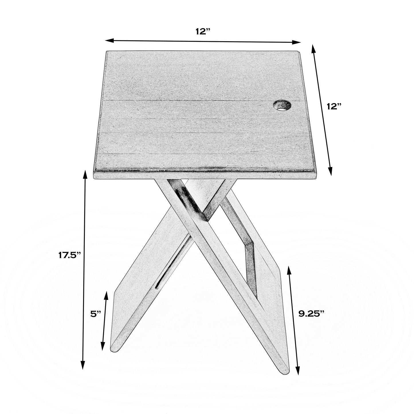 Butler Specialty Company Hammond 11.75 in. W Square Wood Folding Side Table, Dark Brown