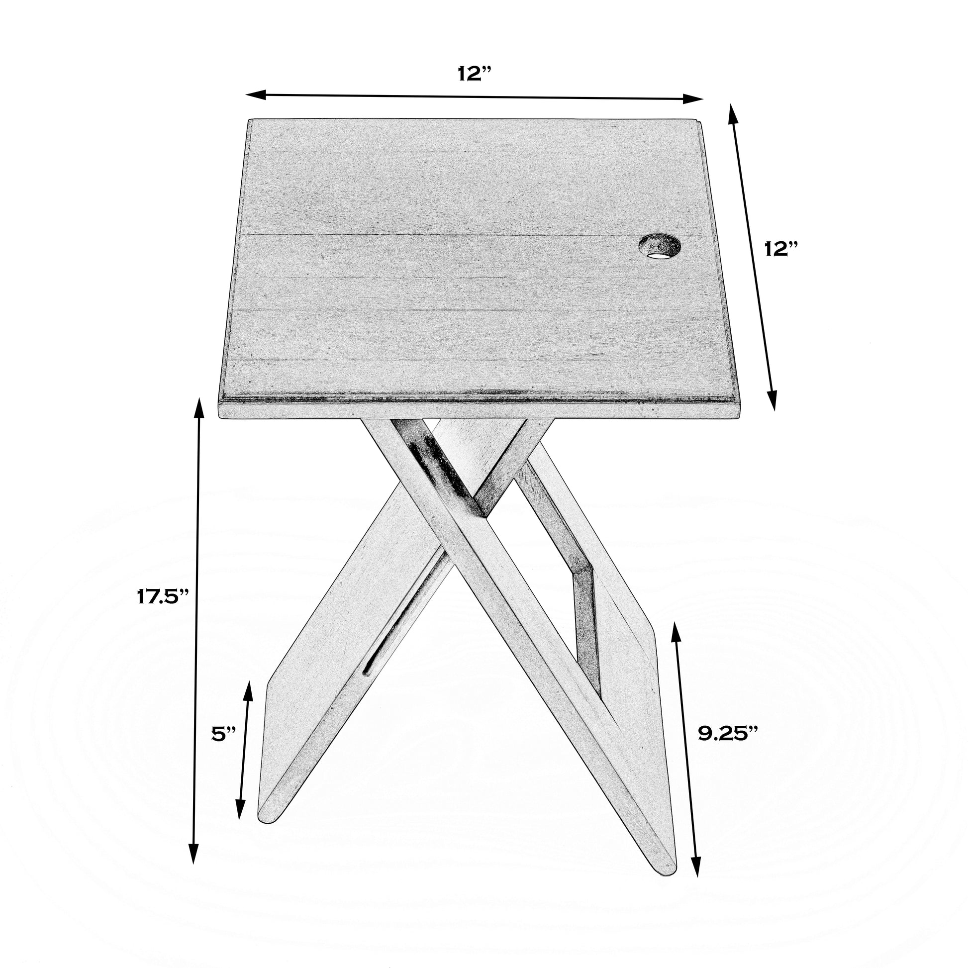 Butler Specialty Company Hammond 11.75 in. W Square Wood Folding Side Table, Dark Brown
