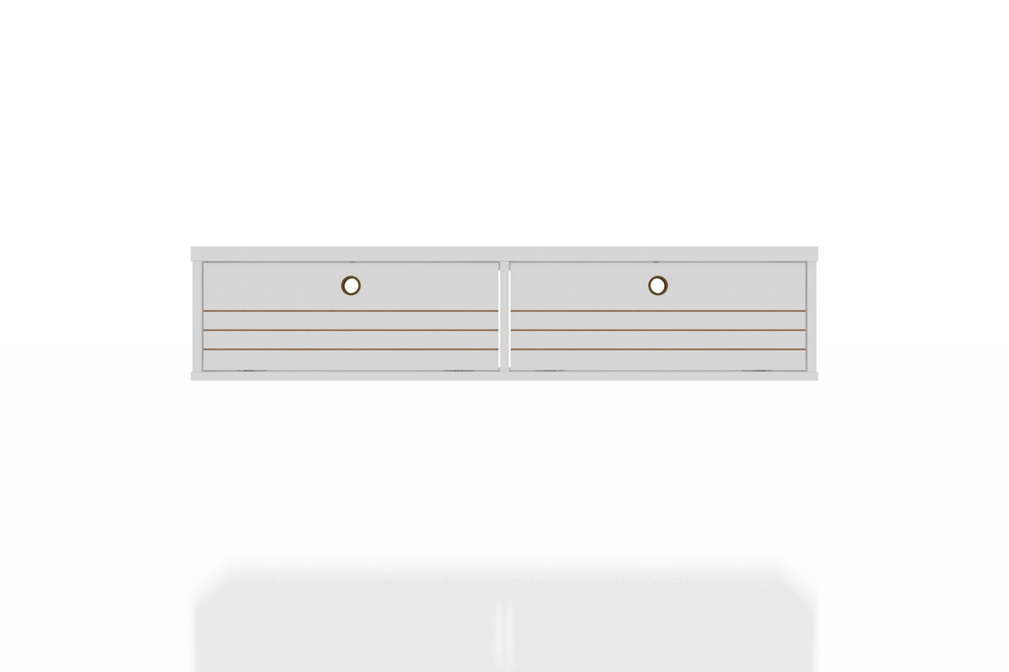 Manhattan Comfort Liberty 42.28 Mid-Century Modern Floating Office Desk with 2 Shelves in White 225BMC6