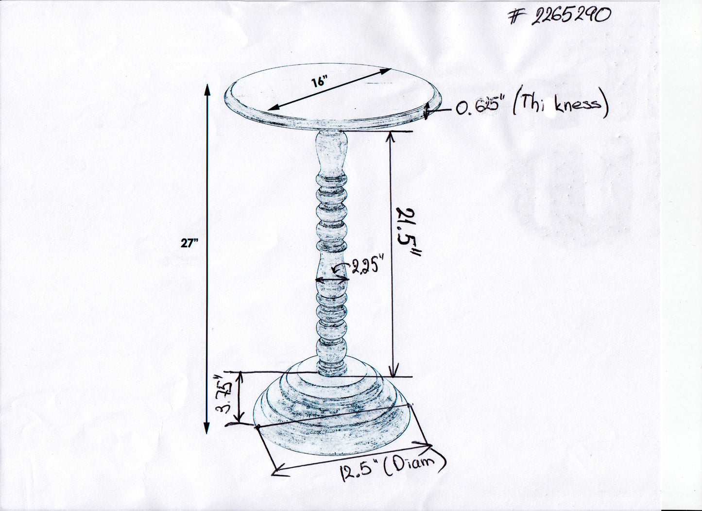 Butler Specialty Company Dani 16 in. W Round Pedestal Side Table, Gray