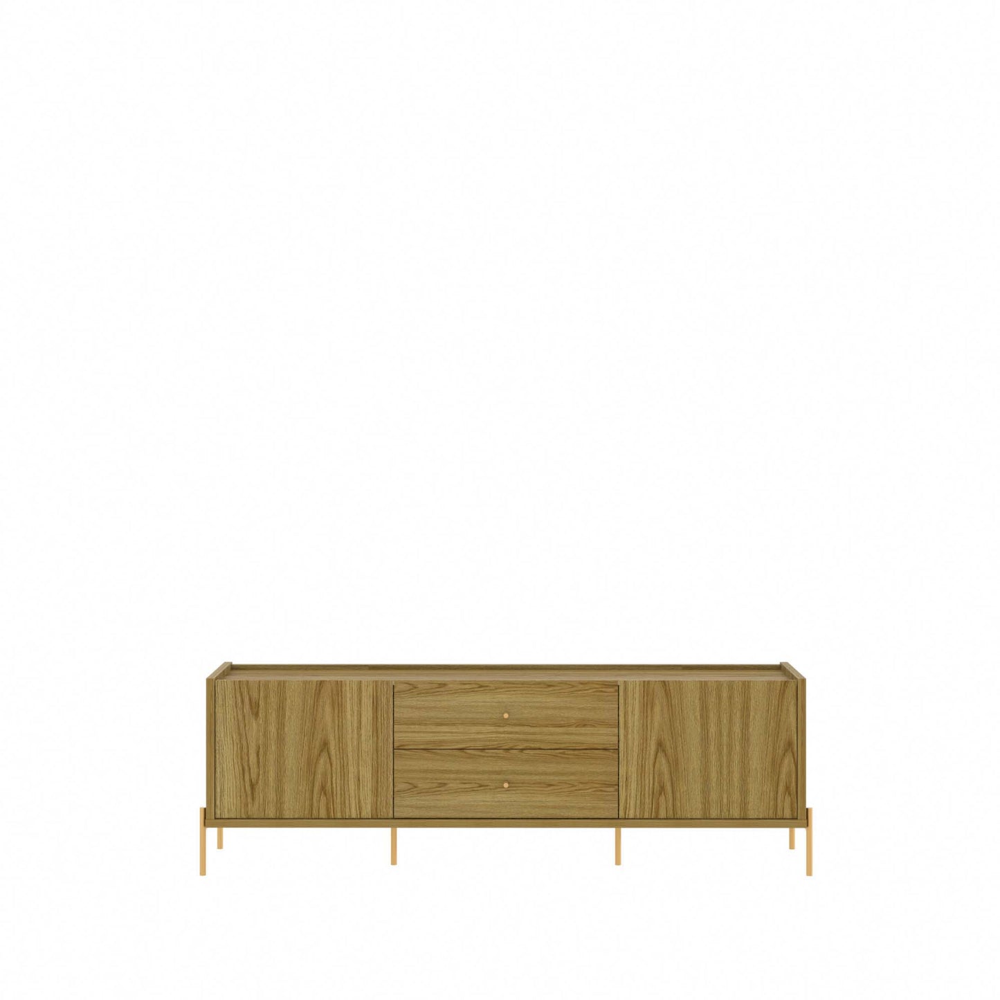 Manhattan Comfort Jasper 72.91" TV Stand with Steel Gold Legs in Oak Pro Touch 226852