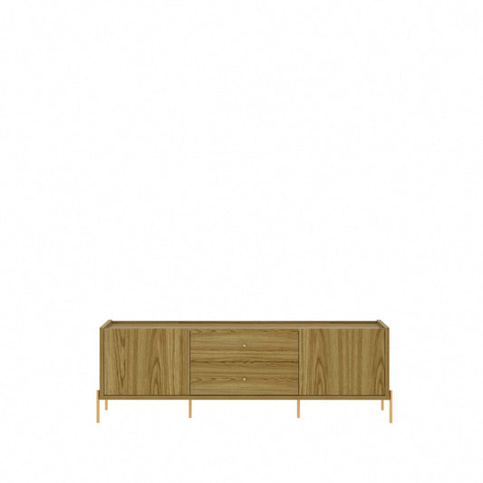 Manhattan Comfort Jasper 72.91" TV Stand with Steel Gold Legs in Oak Pro Touch 226852