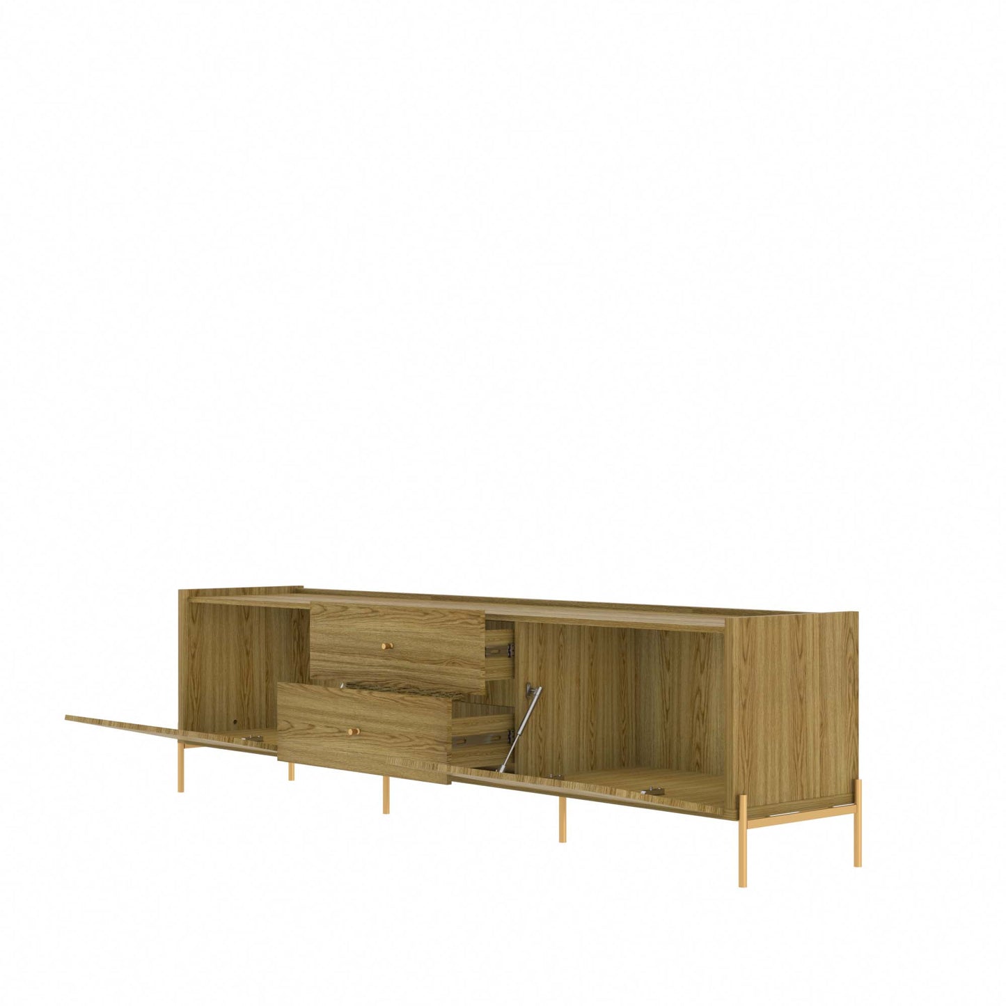 Manhattan Comfort Jasper 72.91" TV Stand with Steel Gold Legs in Oak Pro Touch 226852