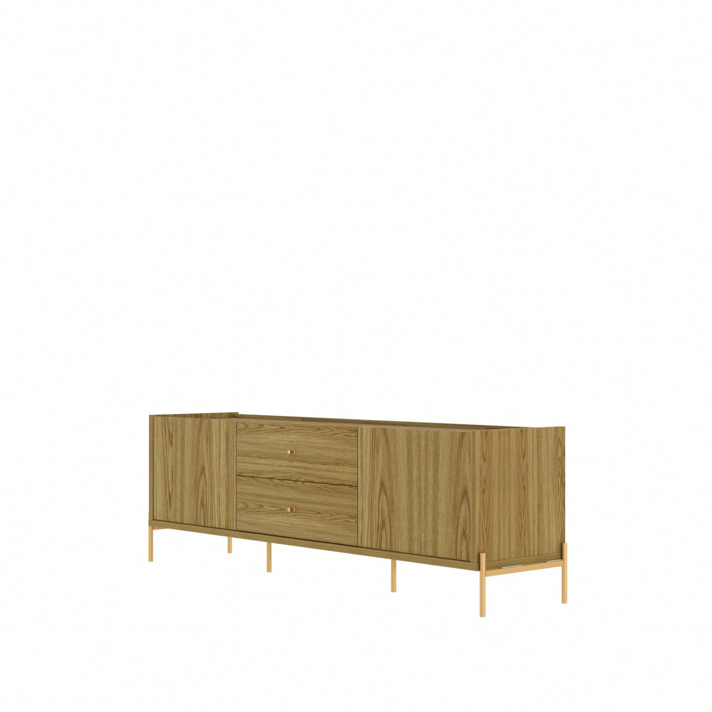 Manhattan Comfort Jasper 72.91" TV Stand with Steel Gold Legs in Oak Pro Touch 226852