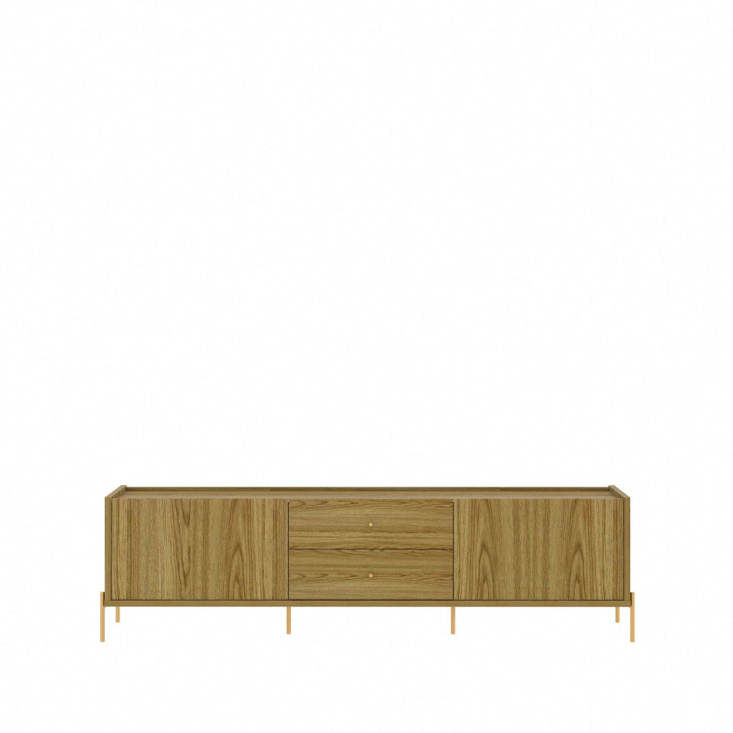 Manhattan Comfort Jasper 86.69" TV Stand with Steel Gold Legs in Oak Pro Touch 226952