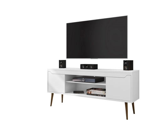 Bradley Mid-Century Modern 63" TV Stand in White 228BMC6