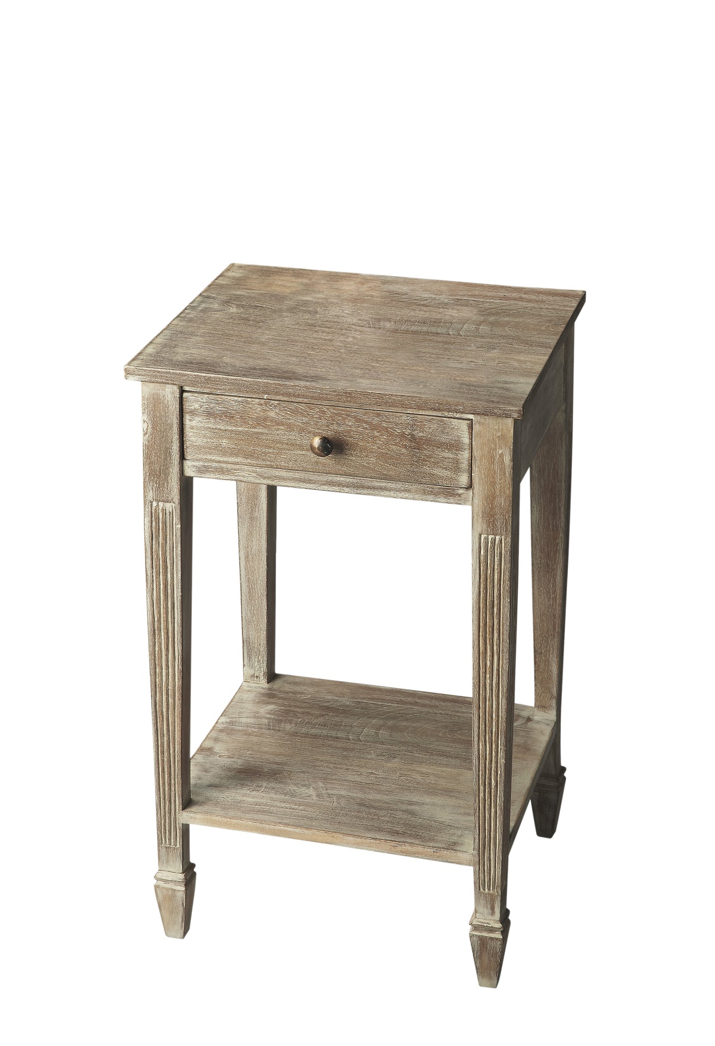 Butler Specialty Company Bixby 16.5 in. W Rectangular Wood 1 Drawer Side Table with Open Lower Shelf, Gray