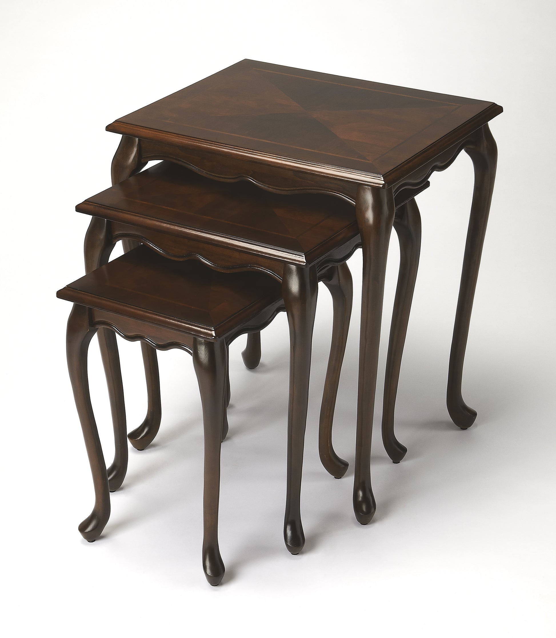 Butler Specialty Company Thatcher 22 in. W Rectangular Solid Wood Set of 3 Traditional Nesting Tables, Dark Brown