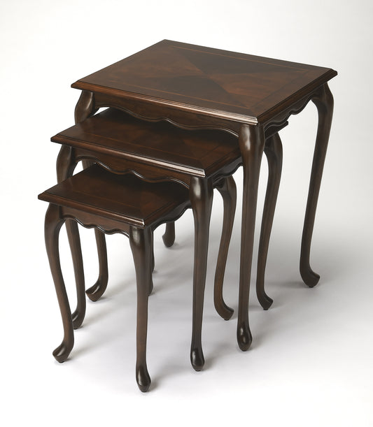 Butler Specialty Company Thatcher 22 in. W Rectangular Solid Wood Set of 3 Traditional Nesting Tables, Dark Brown