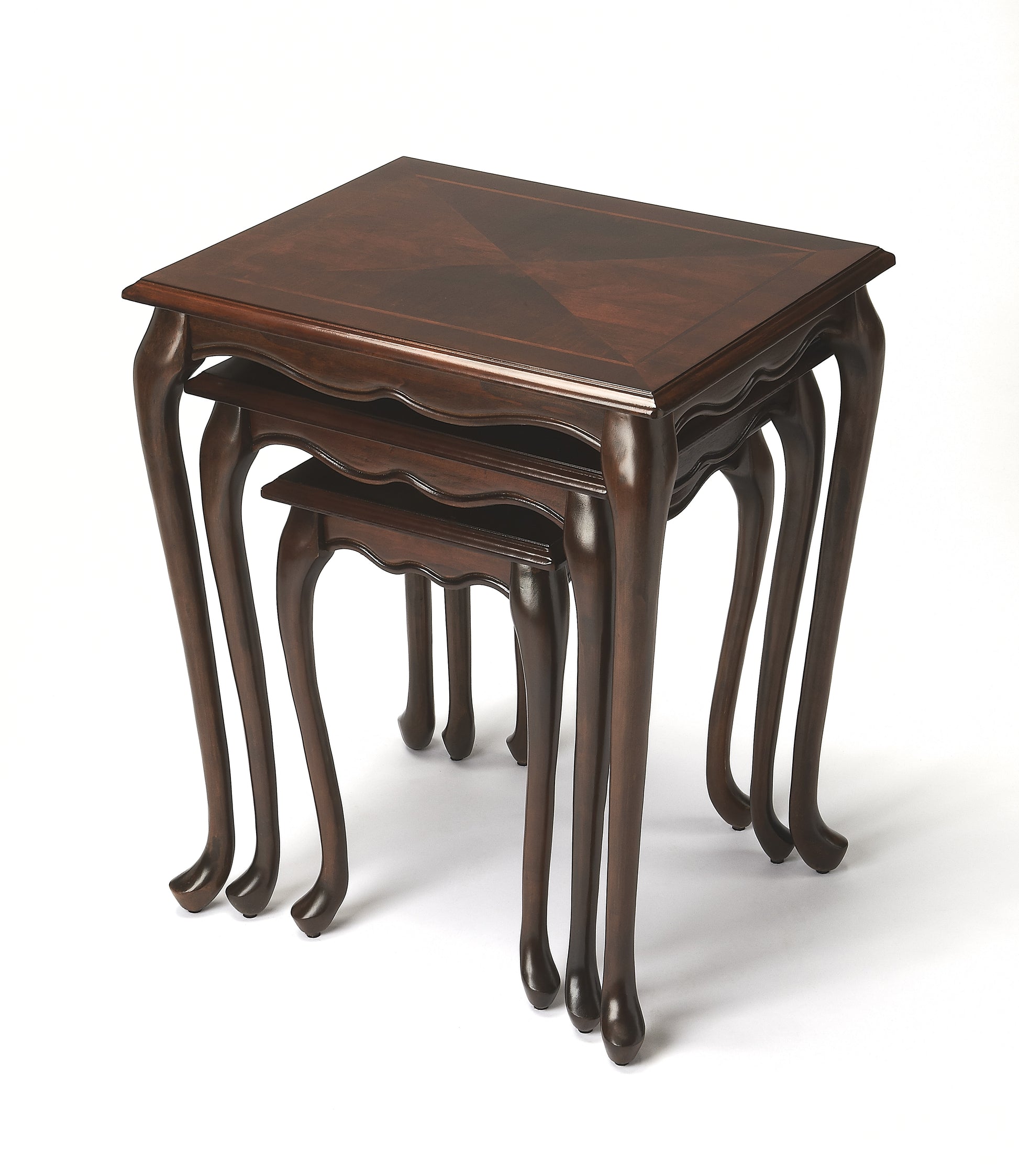Butler Specialty Company Thatcher 22 in. W Rectangular Solid Wood Set of 3 Traditional Nesting Tables, Dark Brown