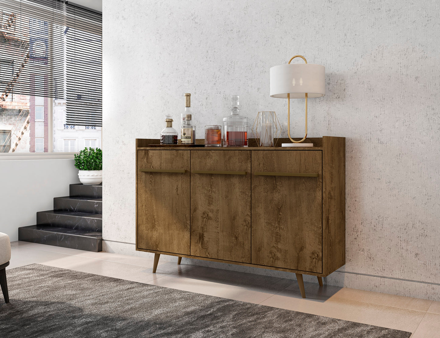 Bradley Mid-Century Modern 54" Sideboard in Rustic Brown 230BMC9