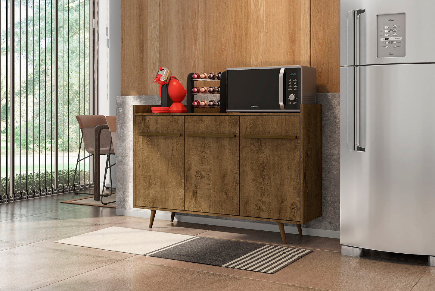 Bradley Mid-Century Modern 54" Sideboard in Rustic Brown 230BMC9