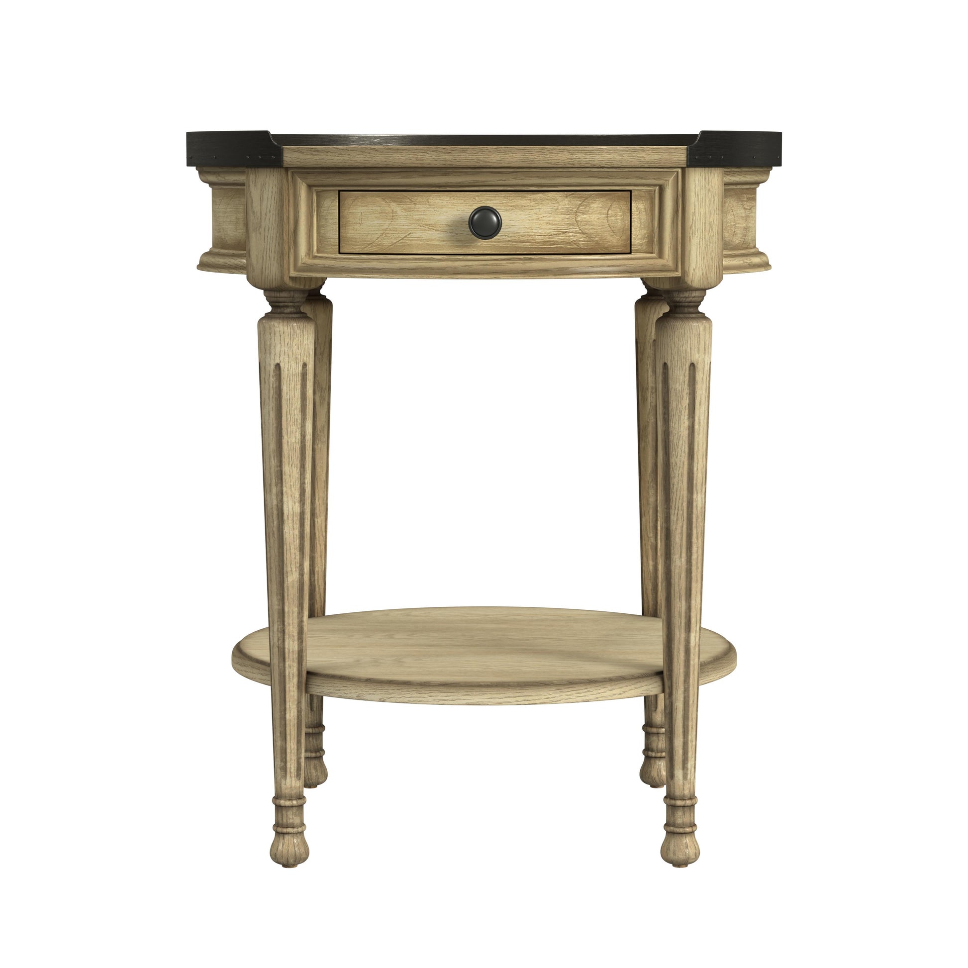 Butler Specialty Company Sampson 22 in. W Round Wood 1 Drawer Side Table with Lower Open Shelf, Beige