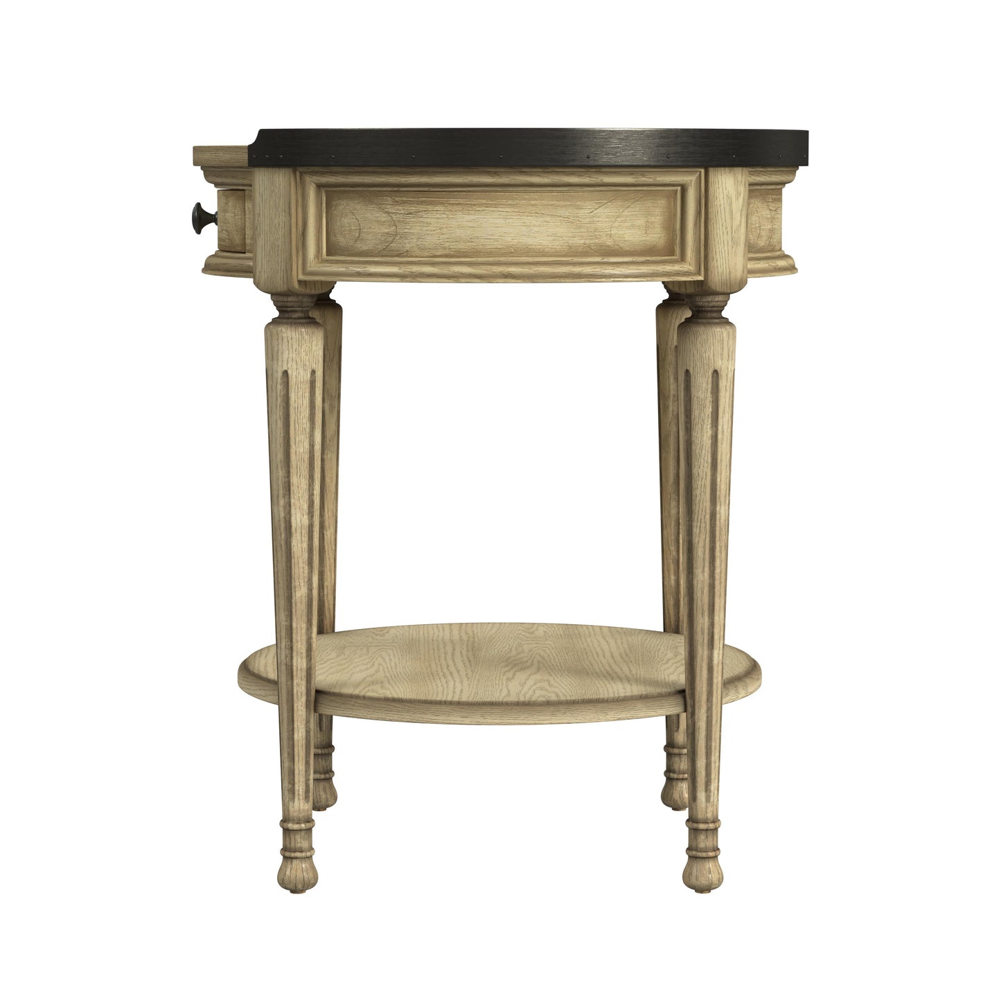 Butler Specialty Company Sampson 22 in. W Round Wood 1 Drawer Side Table with Lower Open Shelf, Beige