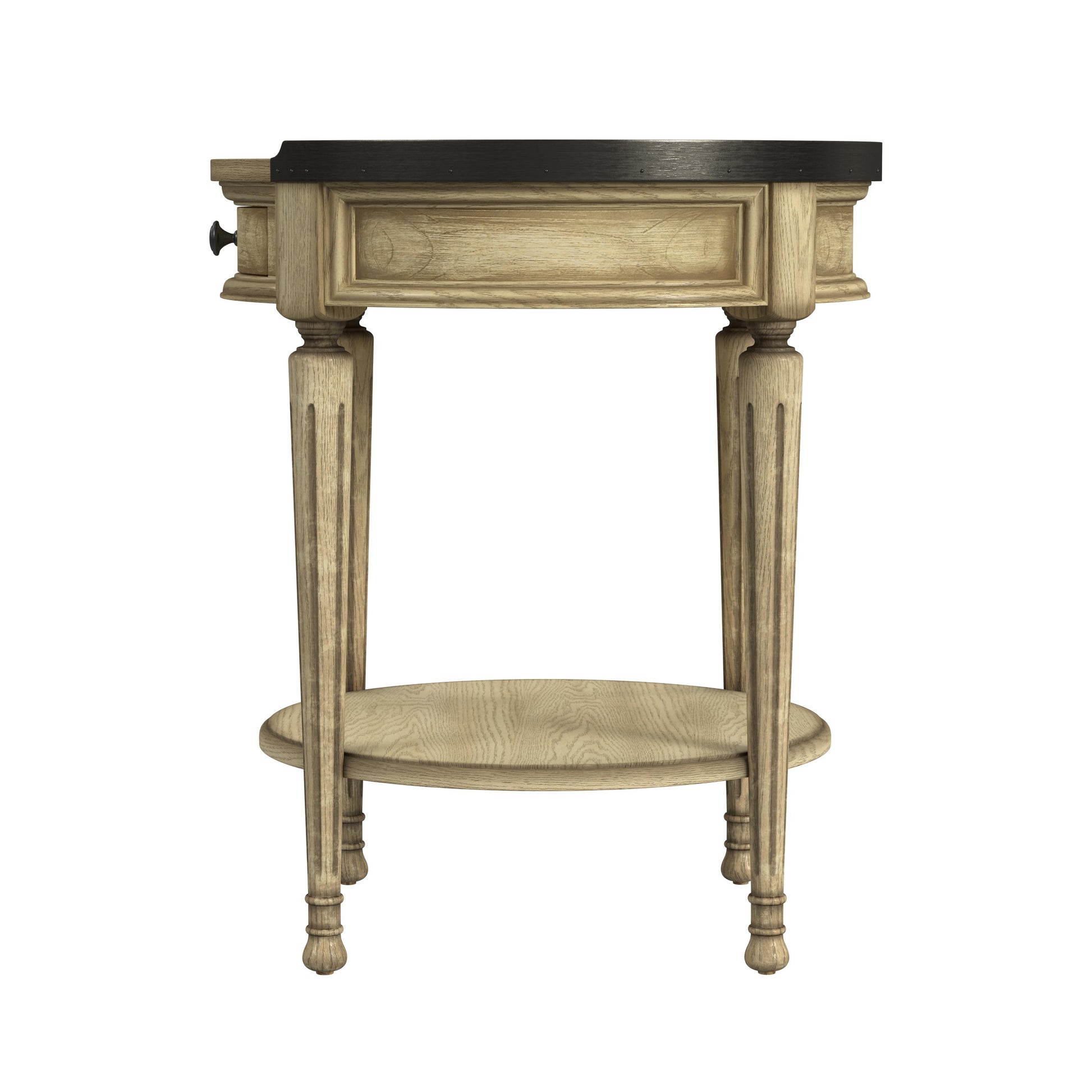 Butler Specialty Company Sampson 22 in. W Round Wood 1 Drawer Side Table with Lower Open Shelf, Beige