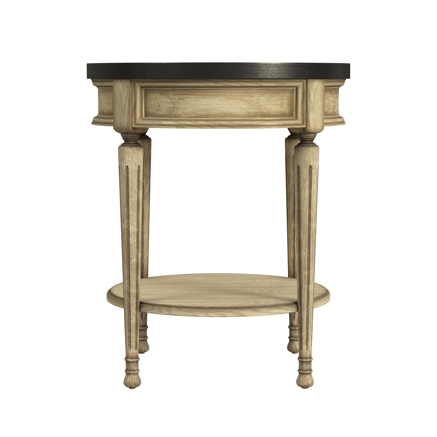 Butler Specialty Company Sampson 22 in. W Round Wood 1 Drawer Side Table with Lower Open Shelf, Beige