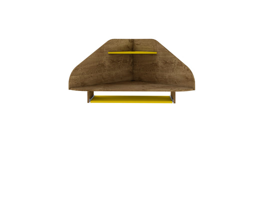 Manhattan Comfort Bradley Floating Corner Desk with Keyboard Shelf in Rustic Brown and Yellow 231BMC94