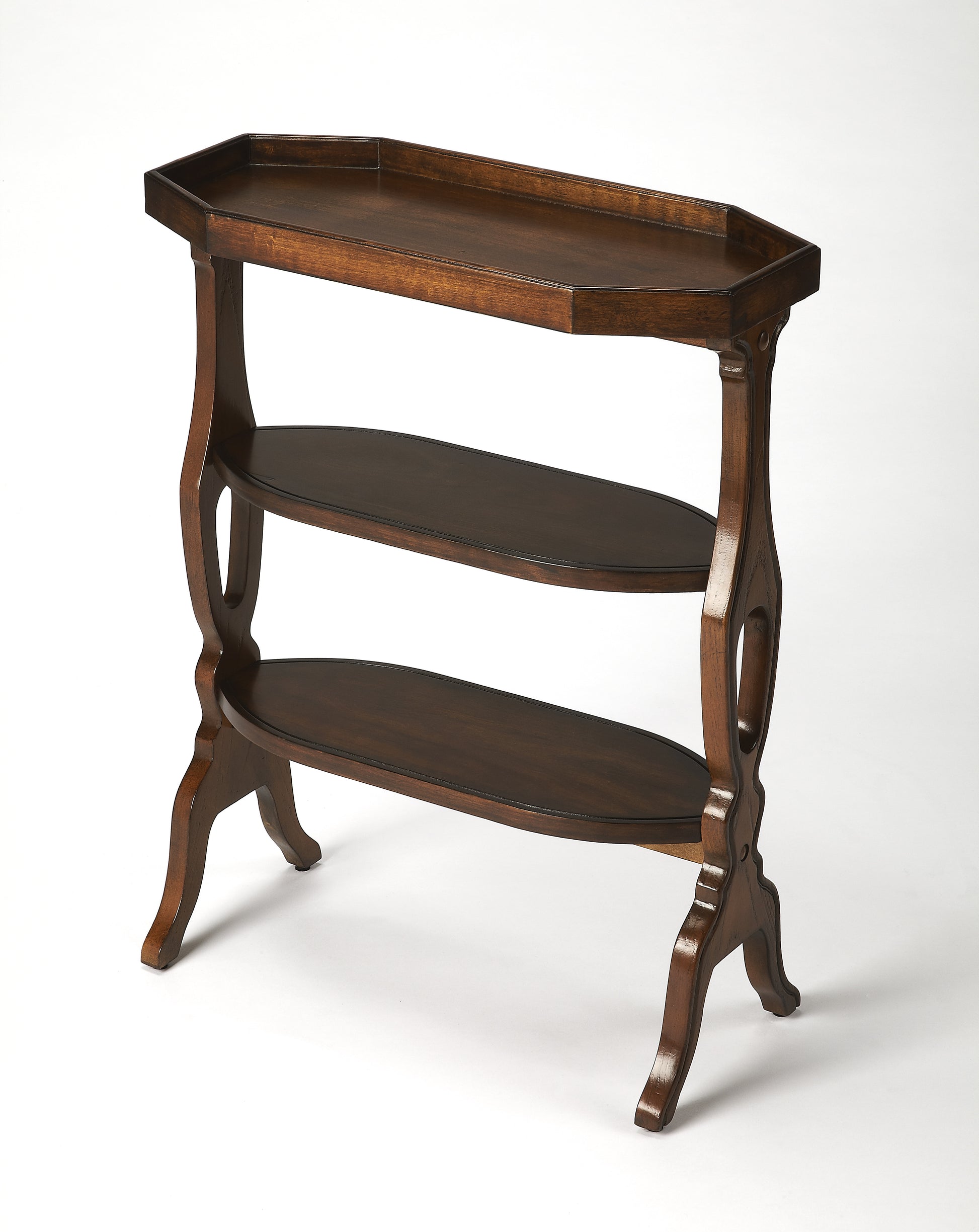 Butler Specialty Company Hadley 22 in. W Octagonal Wood 3 Tier Side Table, Dark Brown