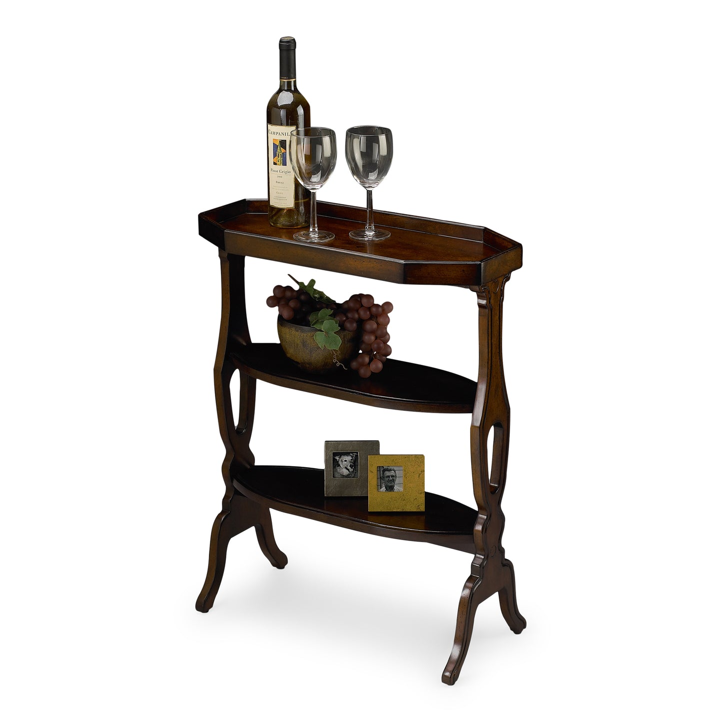 Butler Specialty Company Hadley 22 in. W Octagonal Wood 3 Tier Side Table, Dark Brown