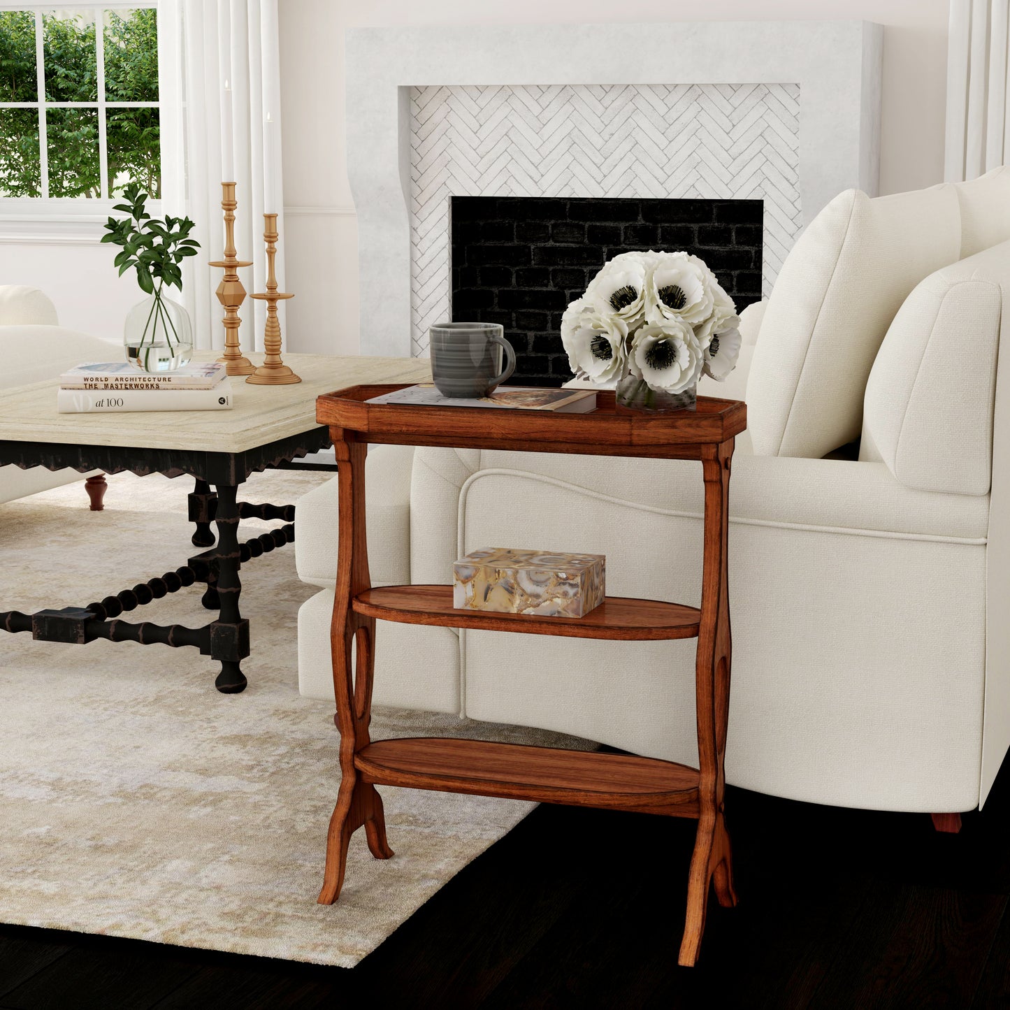 Butler Specialty Company Hadley 22 in. W Octagonal Wood 3 Tier Side Table, Medium Brown