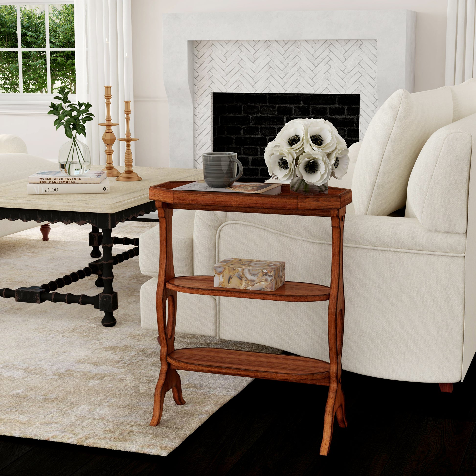 Butler Specialty Company Hadley 22 in. W Octagonal Wood 3 Tier Side Table, Medium Brown