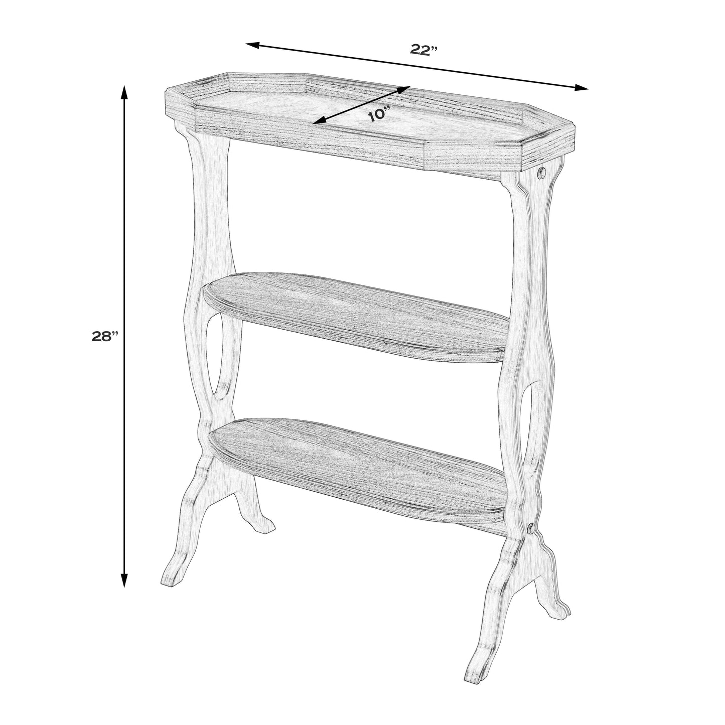 Butler Specialty Company Hadley 22 in. W Octagonal Wood 3 Tier Side Table, Gray