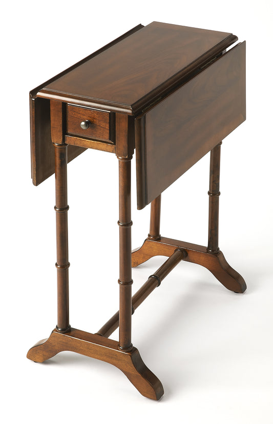 Butler Specialty Company Darrow 24 in. W Fully Extended Rectangualr Wood Drop-Leaf 1 Drawer Side Table, Medium Brown