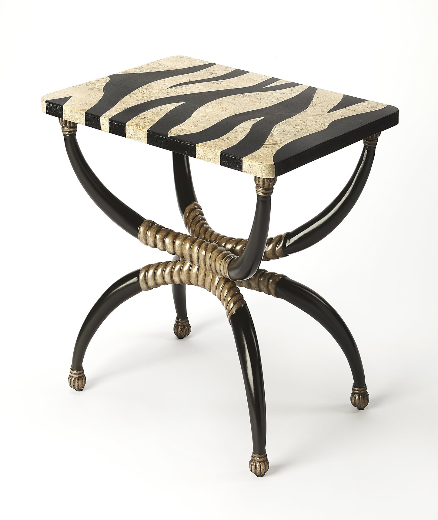 Butler Specialty Company Burundi 16 in. W Rectangular Fossil Stone Side Table, Multi-Color