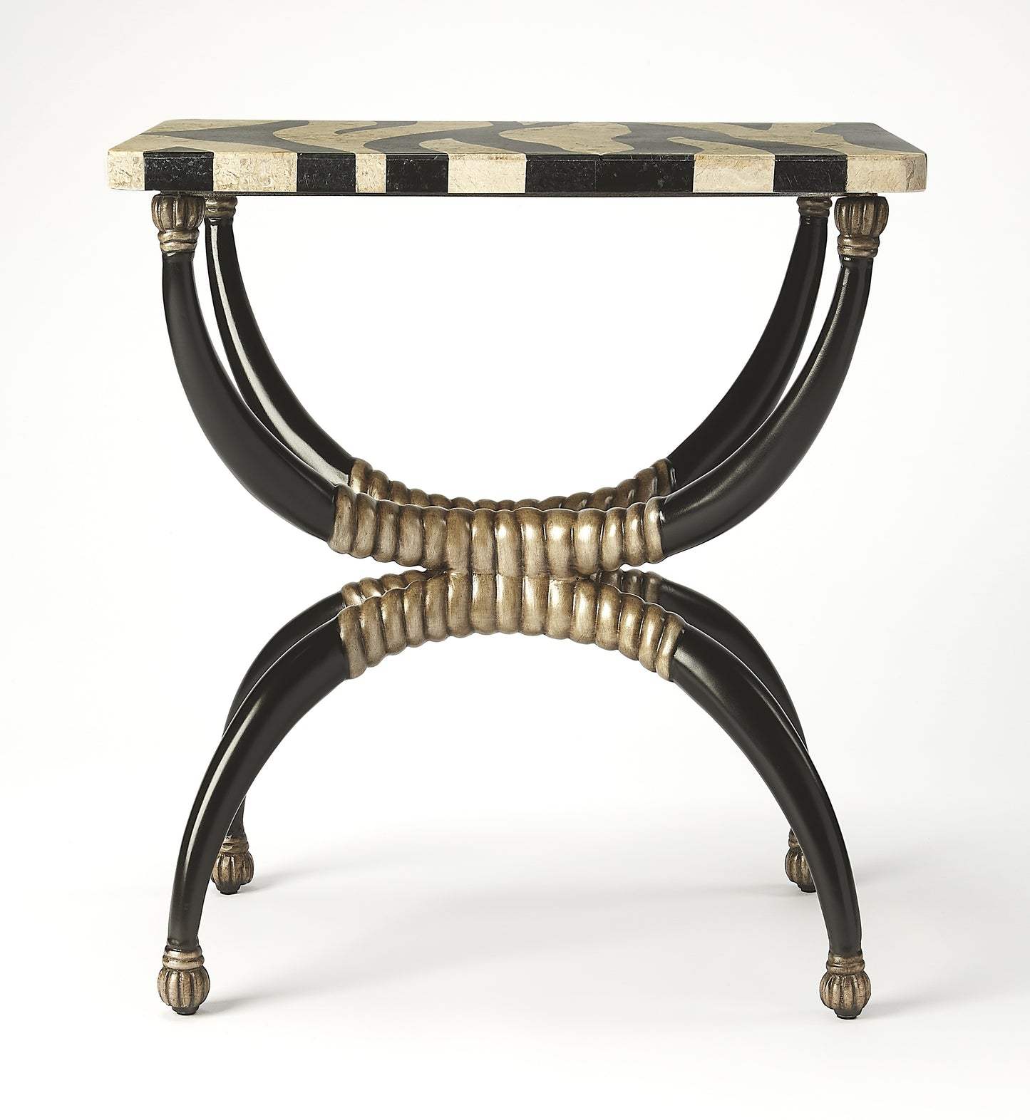 Butler Specialty Company Burundi 16 in. W Rectangular Fossil Stone Side Table, Multi-Color