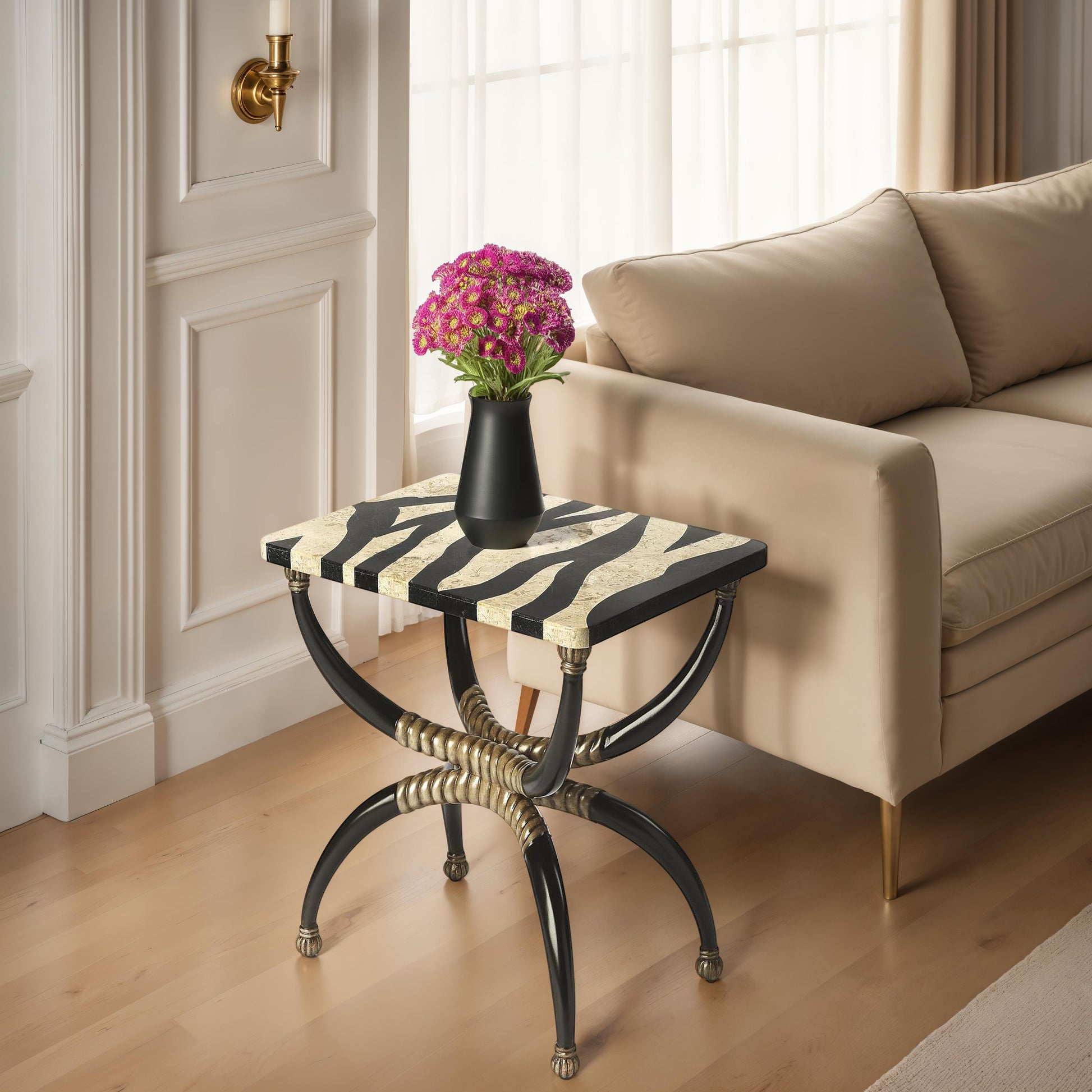 Butler Specialty Company Burundi 16 in. W Rectangular Fossil Stone Side Table, Multi-Color