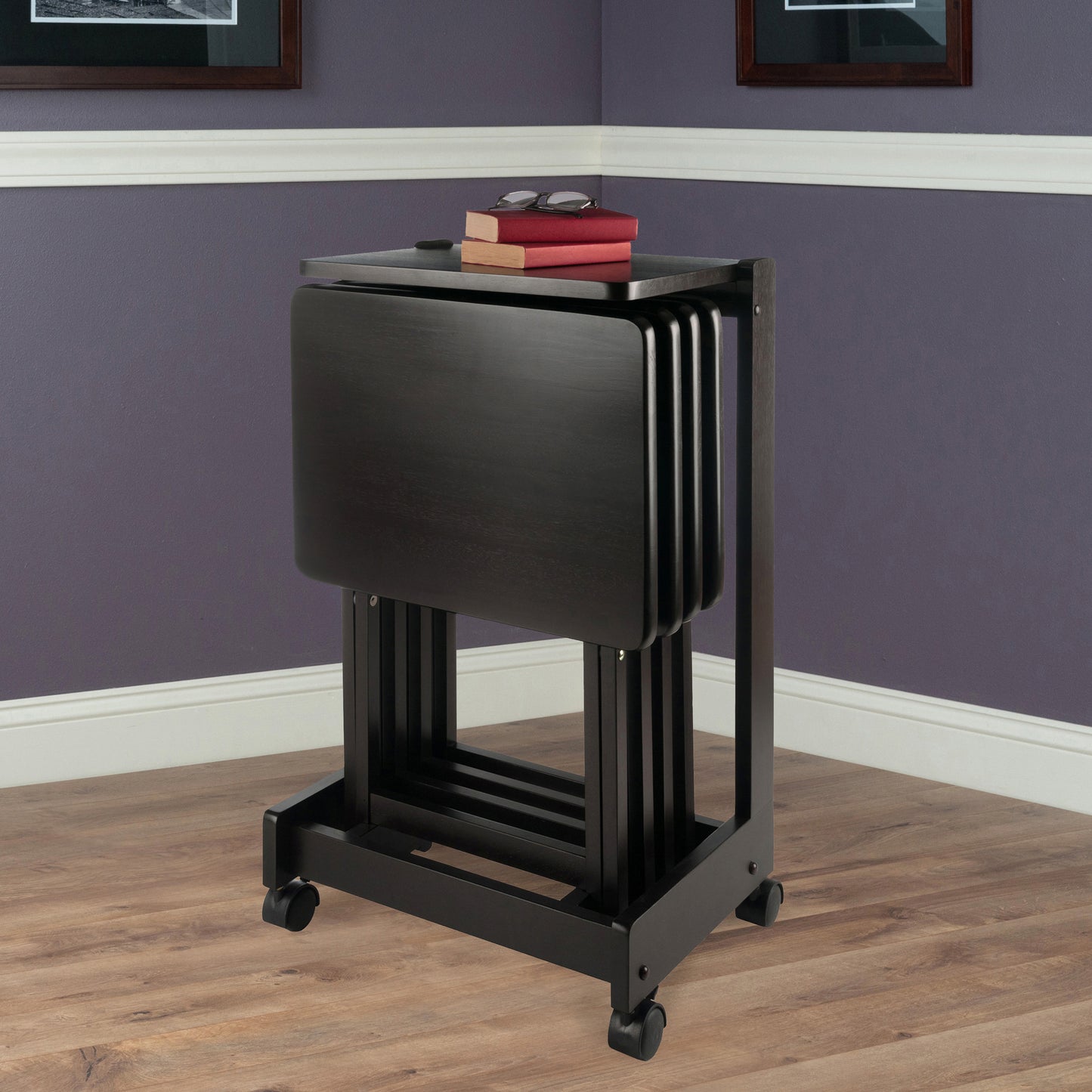 Brienda 5-Pc Snack Table Set, Flip Top, Coffee