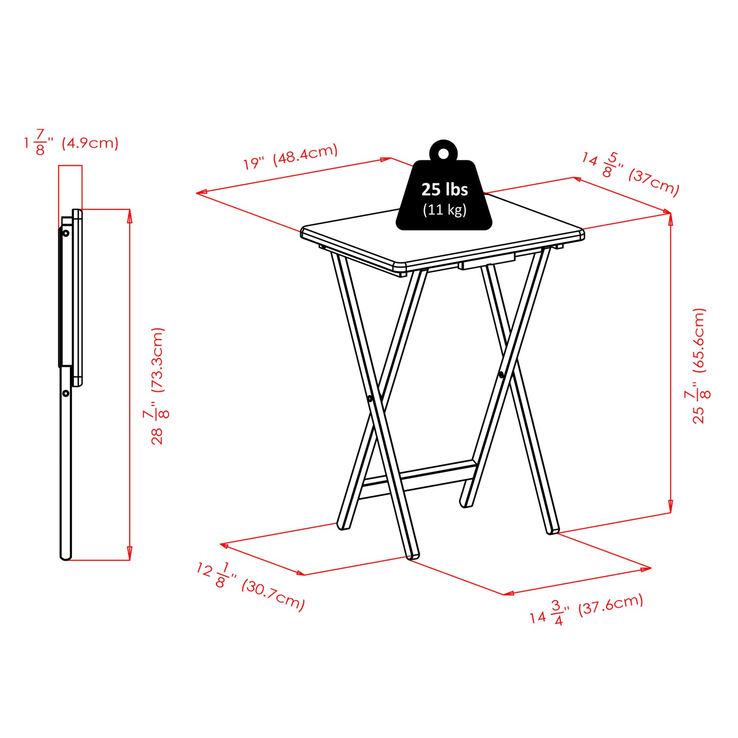 Brienda 5-Pc Snack Table Set, Flip Top, Coffee