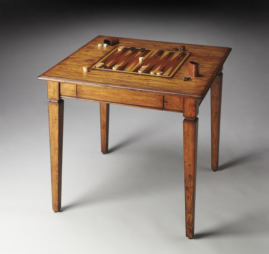 Butler Specialty Company Breckinridge 30 in. W Square Wood Rustic 1 Drawer Game Table with Flip Over Top, Light Brown