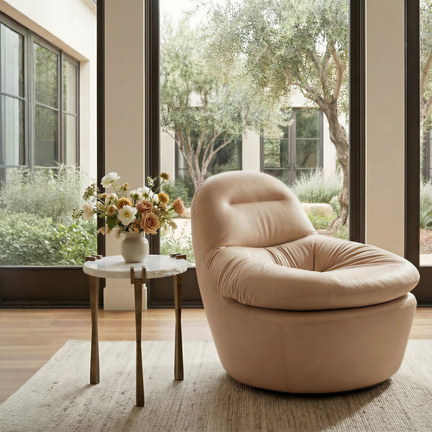 Reva Swivel Chair Tan - 10