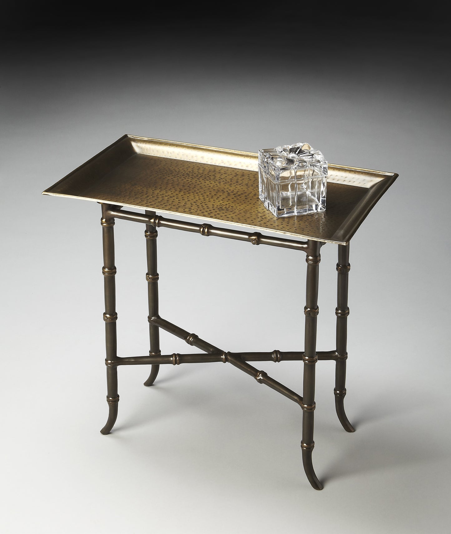 Butler Specialty Company Meiling 23 in. W Rectangular All Metal Tray Top Side Table, Bronze