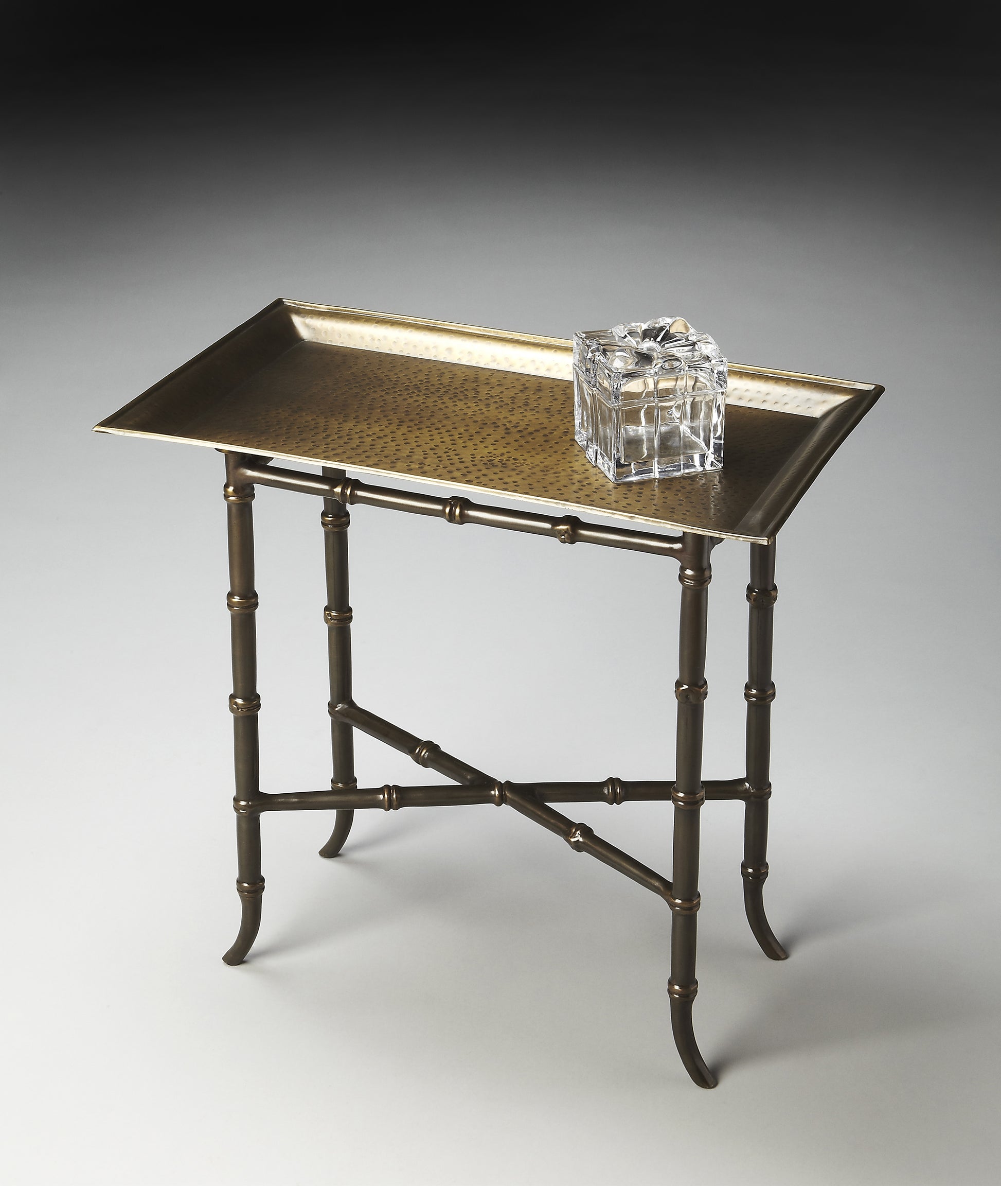 Butler Specialty Company Meiling 23 in. W Rectangular All Metal Tray Top Side Table, Bronze