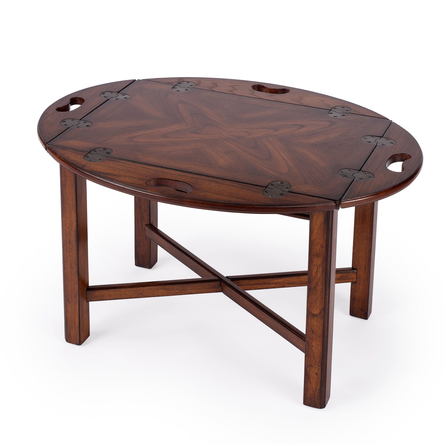 Butler Specialty Company Carlisle 30 in. W Full Extended Oval Wood Butler Traditional Coffee Table, Medium Brown
