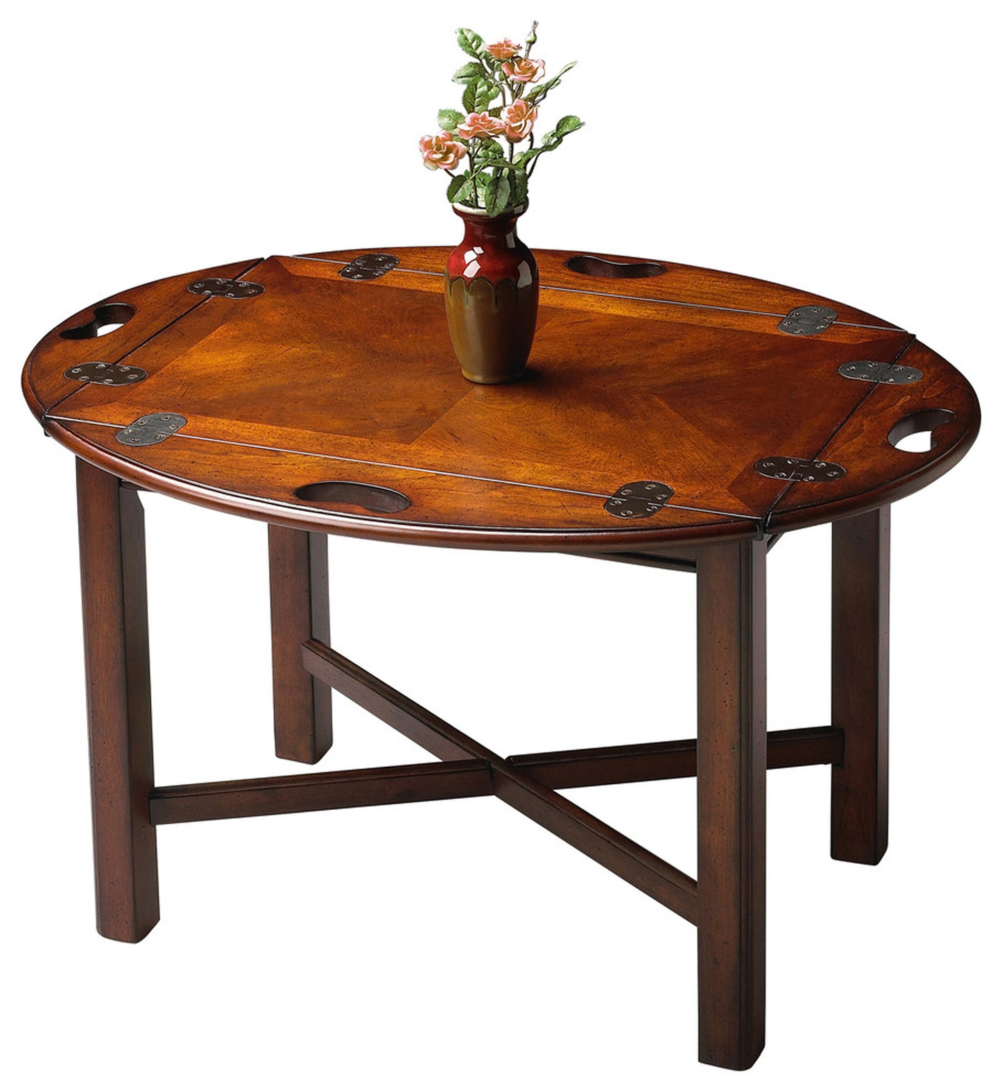 Butler Specialty Company Carlisle 30 in. W Full Extended Oval Wood Butler Traditional Coffee Table, Dark Brown