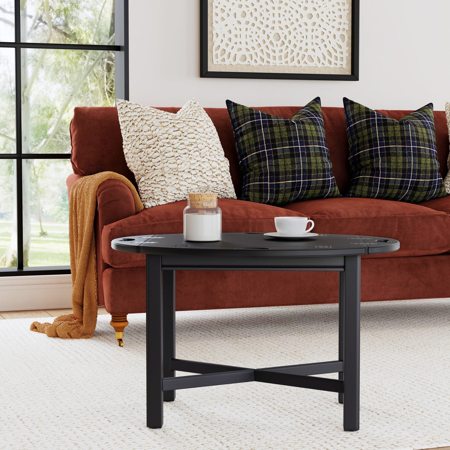 Butler Specialty Company Carlisle 30 in. W Full Extended Oval Wood Butler Traditional Coffee Table, Black