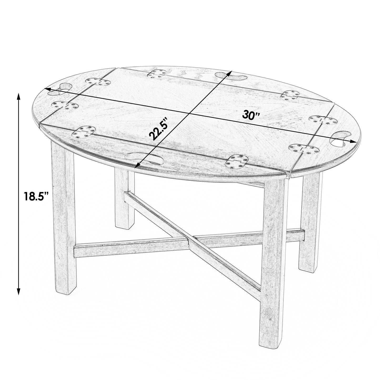 Butler Specialty Company Carlisle 30 in. W Full Extended Oval Wood Butler Traditional Coffee Table, Black